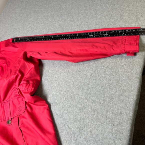 Vintage Women's Red Hooded Rain Jacket Casual Lightweight Windbreaker - Picture 9 of 12